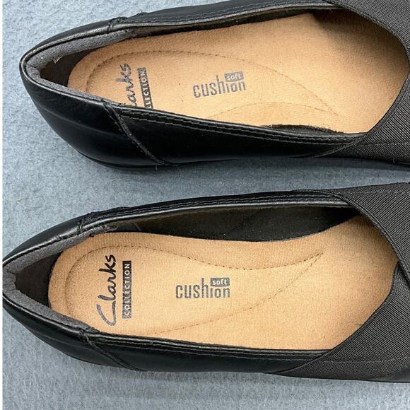 Clarks Medora Jem Black Stretch Cross Strap Flats Slip On Comfort Loafer Women 9 - Picture 6 of 8